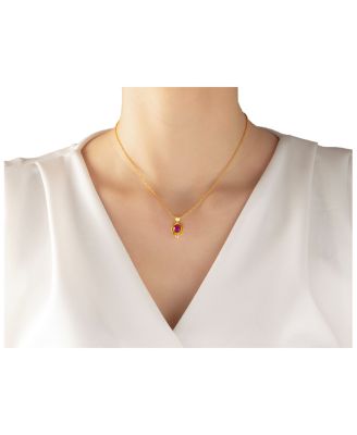 22K & 24K Yellow Gold Muse Ruby & Diamond Oval Pendant Necklace, 16-18"