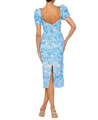 Lucia Puffy Sleeve Floral Midi Dress
