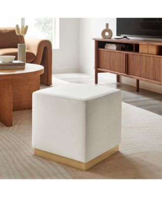  Tilden 17" Square Performance Velvet Upholstered Ottoman