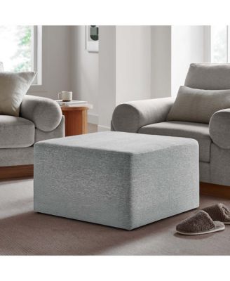  Callum Large 28" Square Woven Heathered Fabric Upholstered Ottoman