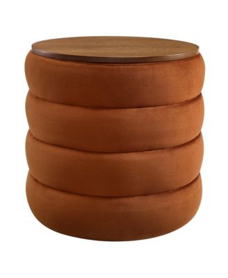 Mezzo Round Performance Velvet Storage Ottoman