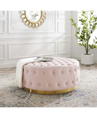 Ensconce Tufted Performance Velvet Round Ottoman
