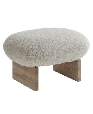  Loyal Boucle Fabric Accent Chair and Ottoman, Set of 2