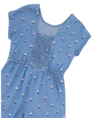 Girls' Short Sleeve Chambray Flower Jumpsuit - Little Kid