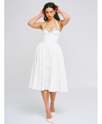  Gianna Embroidered Halter Maxi Dress