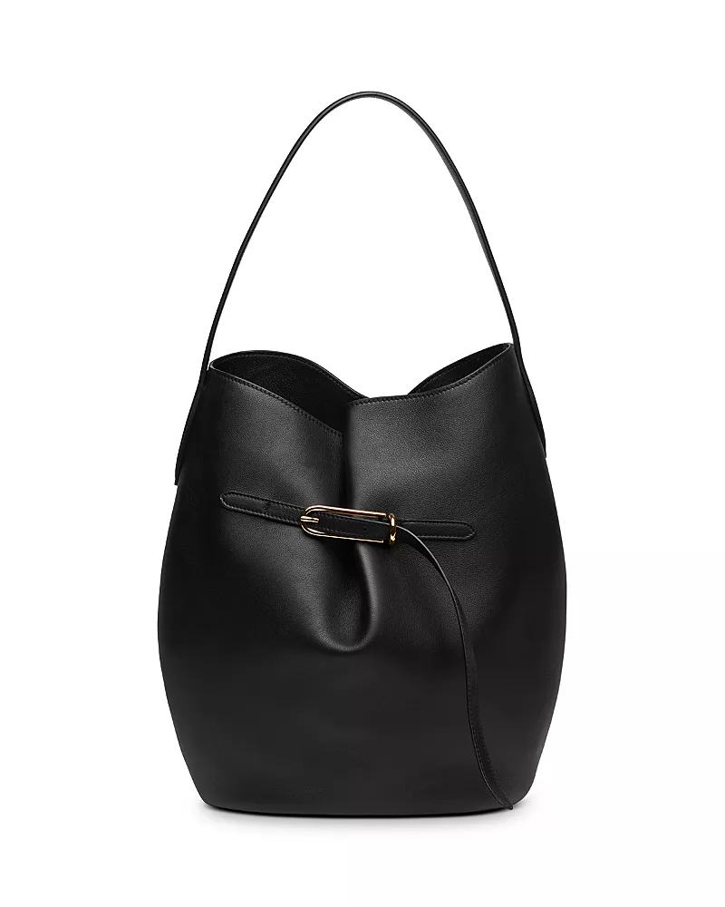 Liffner Large Belted Leather Bucket Bag