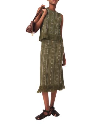 Rhinestone Flowers Knit Skirt