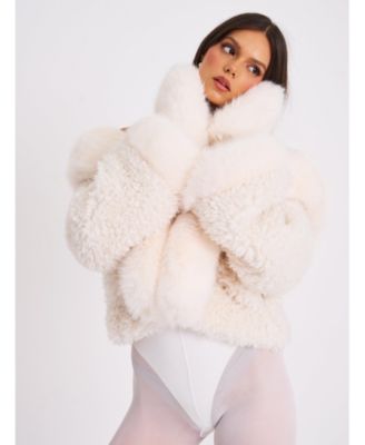  Katia White Faux Fur Mittens