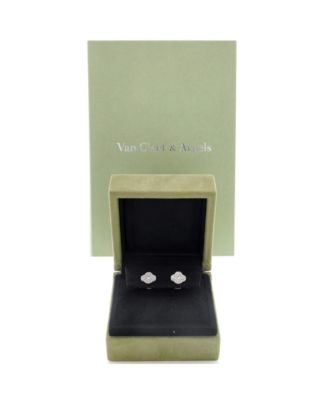 Sweet Alhambra Stud Earrings 18K White Gold and Diamonds
