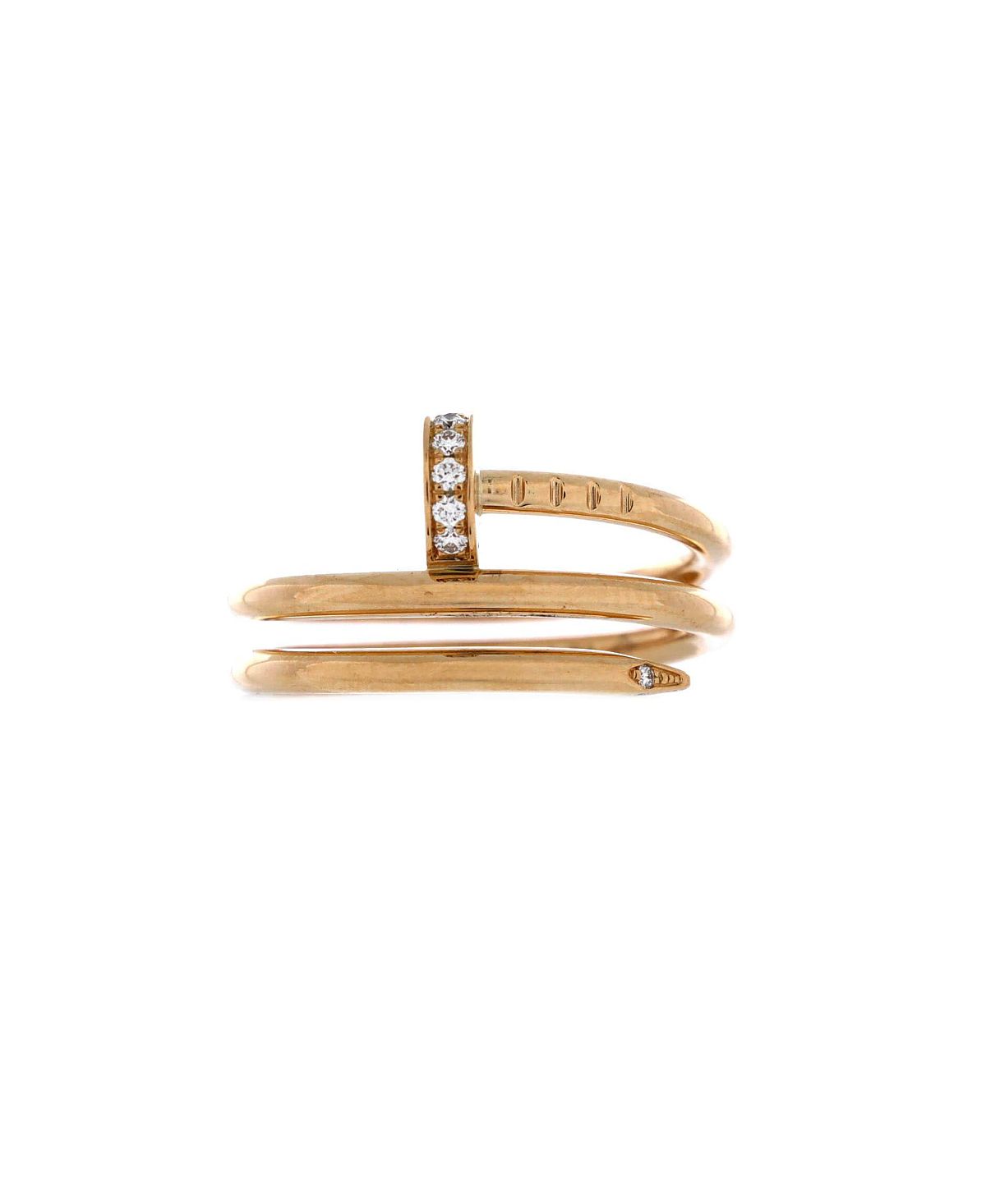 Pre-Owned Cartier Small Juste un Clou Double Ring 18K Gold and Diamonds
