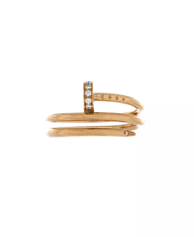 Pre-Owned Cartier Small Juste un Clou Double Ring 18K Gold and Diamonds
