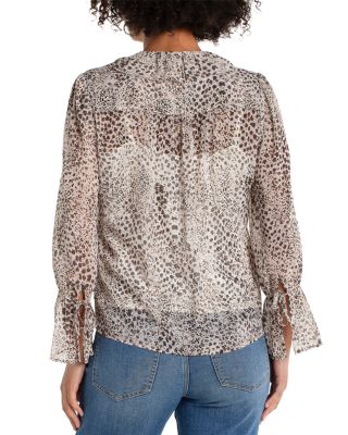 Long Sleeve Ruffle Front Woven Shirt