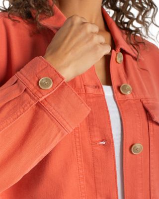 Oversized Cropped Denim Jacket in Red Clay