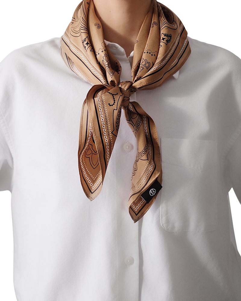 lescarf Brown Paisley Silk Scarf