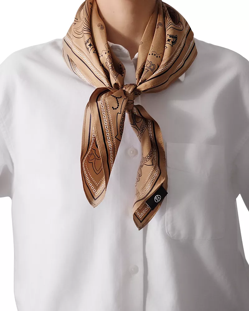 lescarf Brown Paisley Silk Scarf