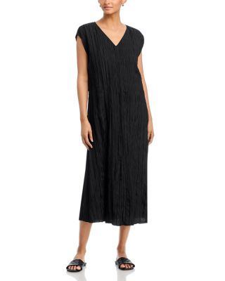 Crushed Silk V Neck Dress