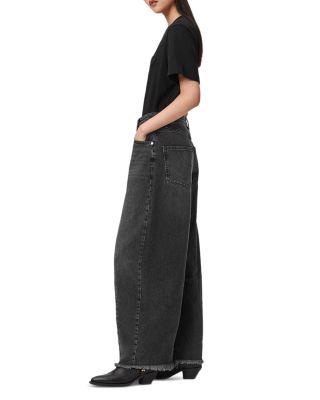 Payton High Rise Barrel Leg Crop Jeans in Washed Black