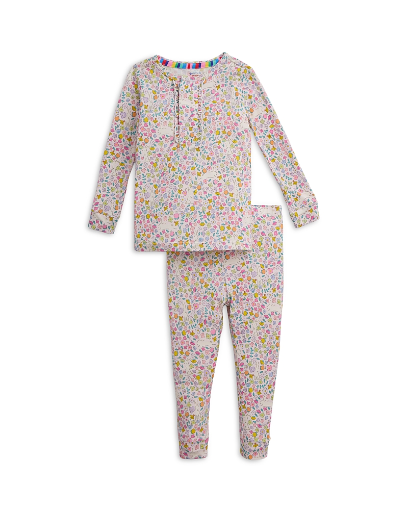 Magnetic Me Girls' Bunny Blossom Magnetic Ruffled Long Sleeved Pajama Set - Little Kid, Big Kid