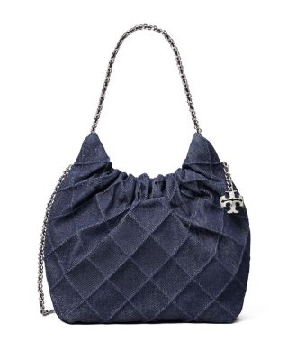 Fleming Mini Soft Denim Hobo Bag