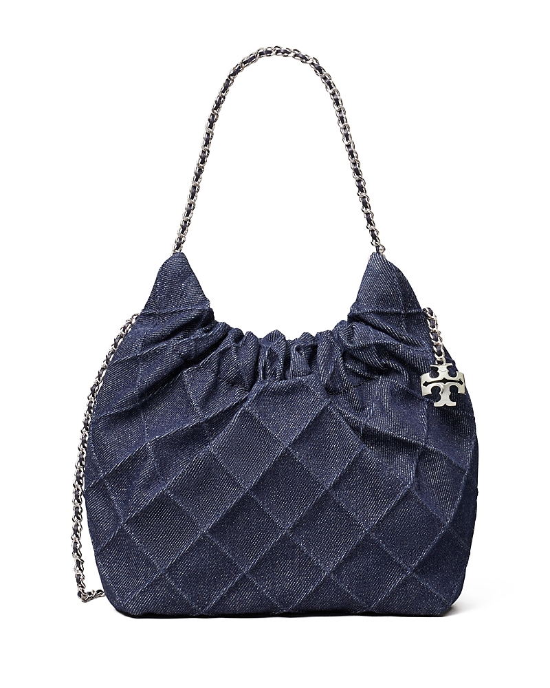 Tory Burch Fleming Mini Soft Denim Hobo Bag