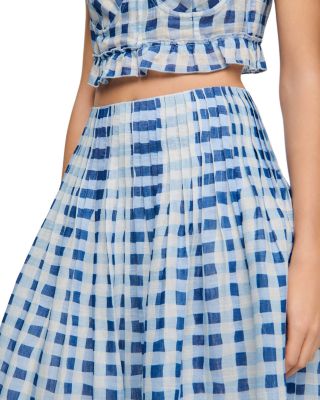 Poppy Gingham Linen Blend Maxi Skirt