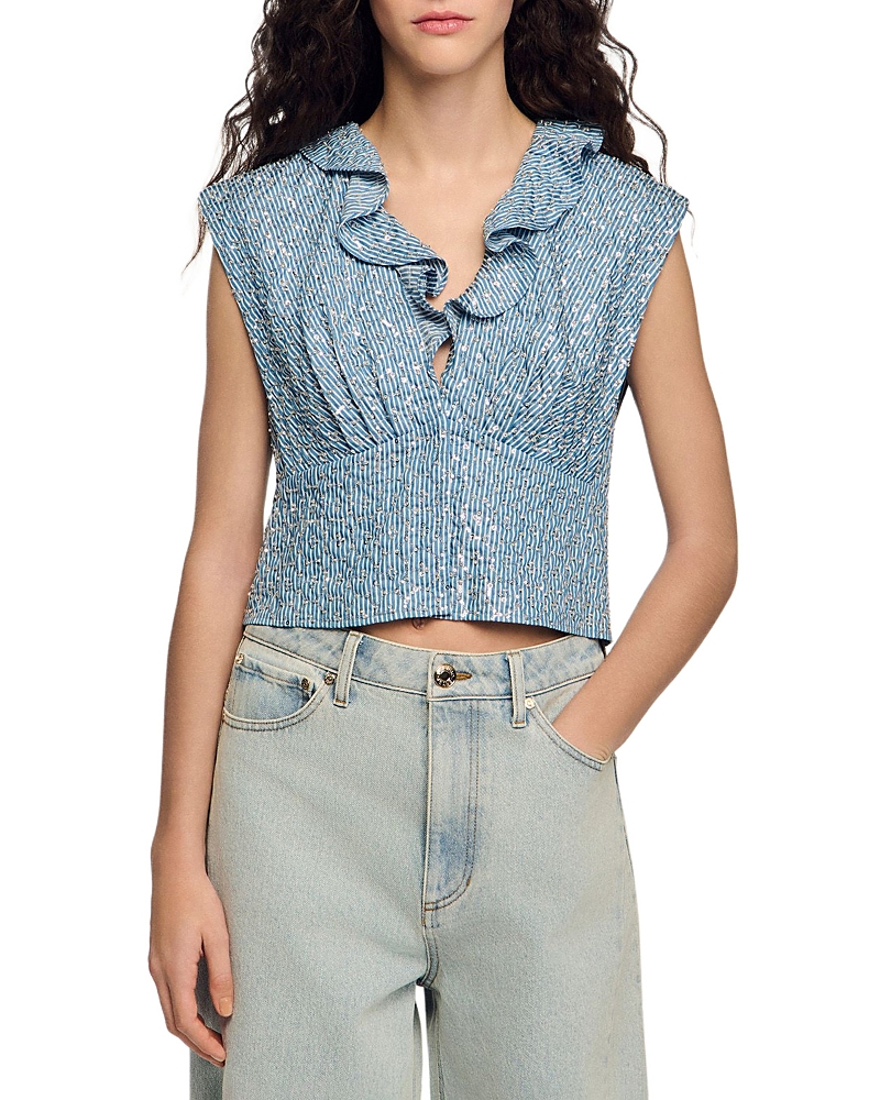 Sandro Iseo Sequin Crop Top