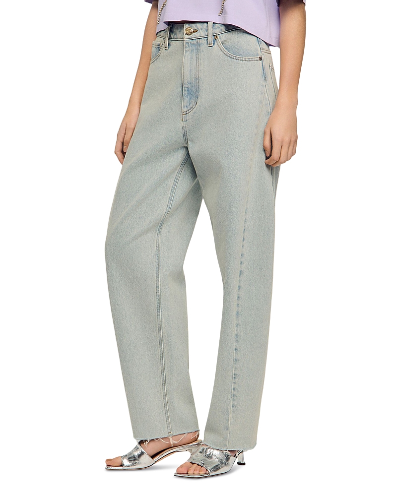 Sandro Canada Faded Barrel Jeans in Light Blue Jean