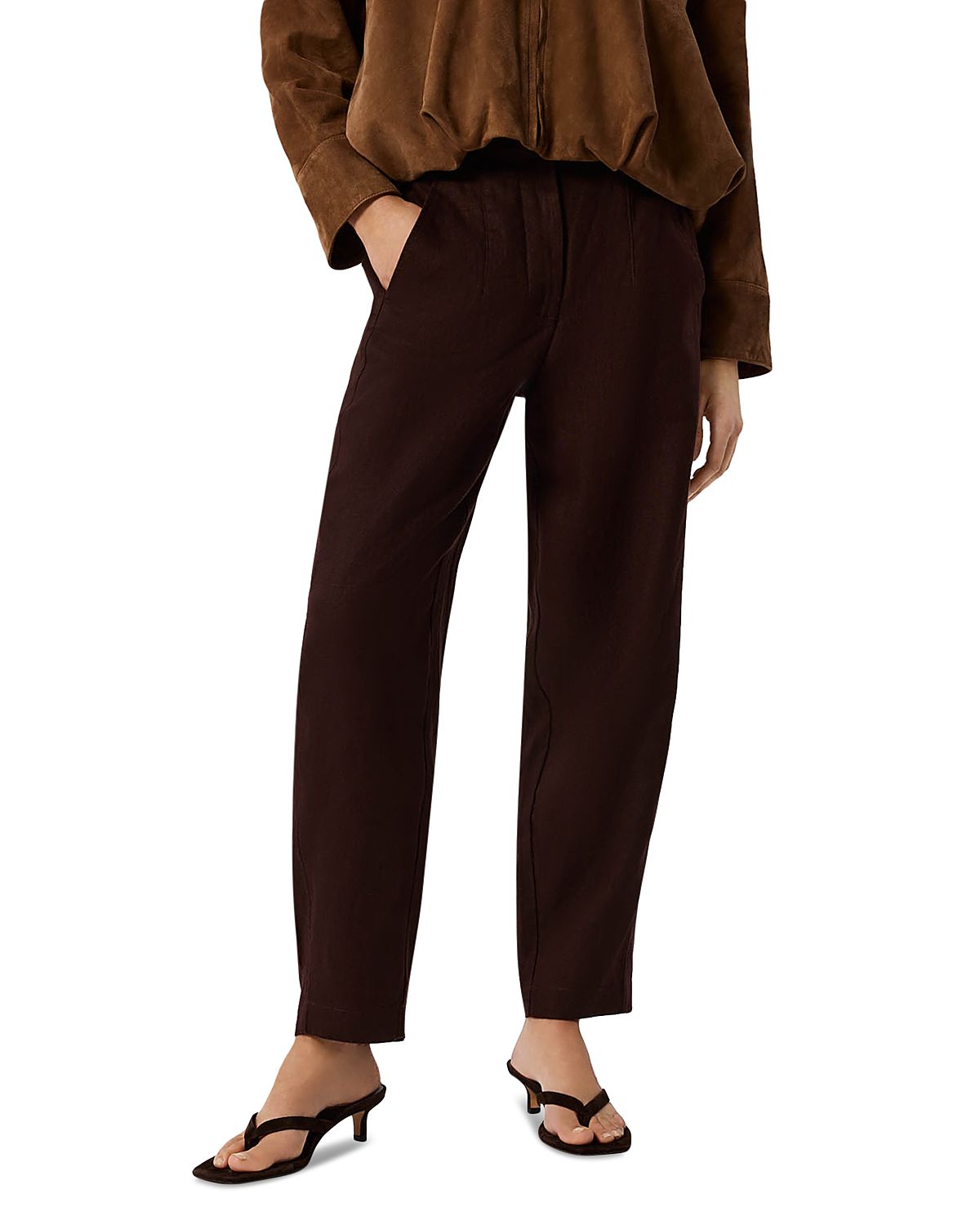 Whistles Linen Barrel Leg Trousers