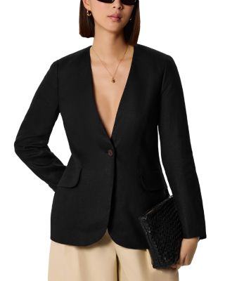 Linen Collarless Blazer