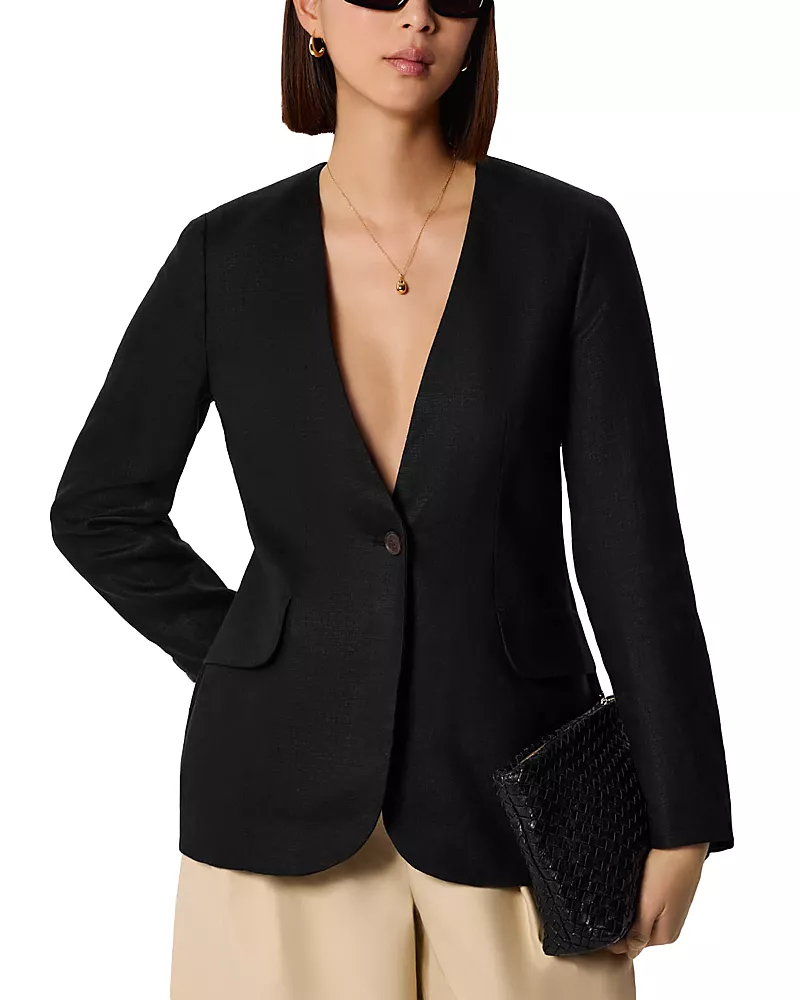 Whistles Linen Collarless Blazer