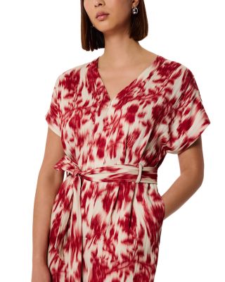 Blurred Floral Belted Jumpsuit