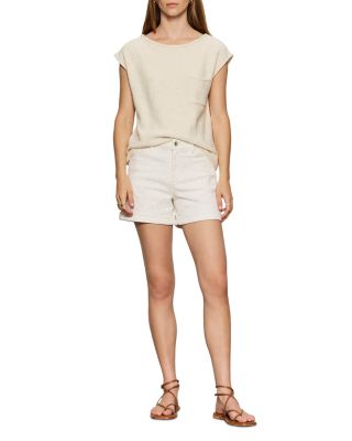 Impact High Rise Embroidered Jean Shorts in Chalk