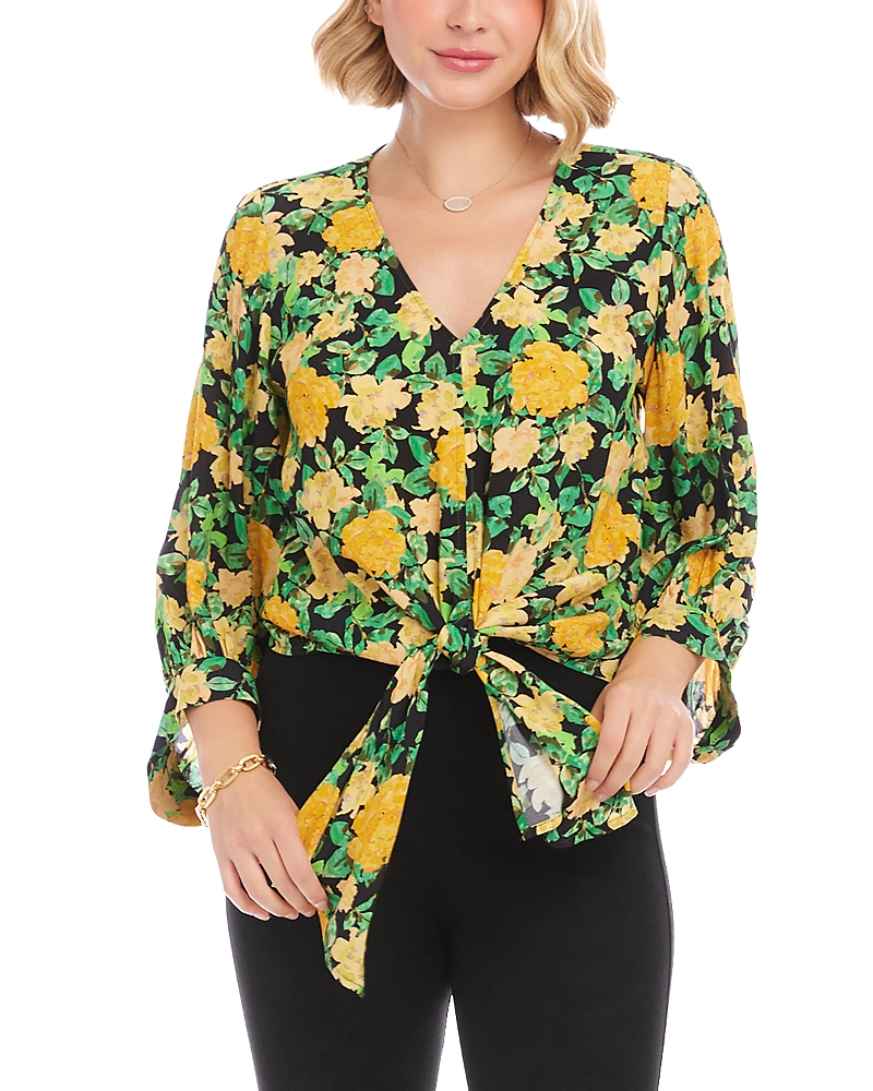 Karen Kane Blouson Sleeve Tie Front Top