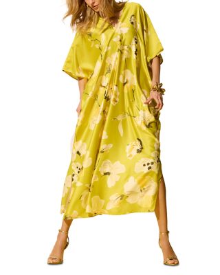 Aurelia Printed Charmeuse Waterfall Caftan
