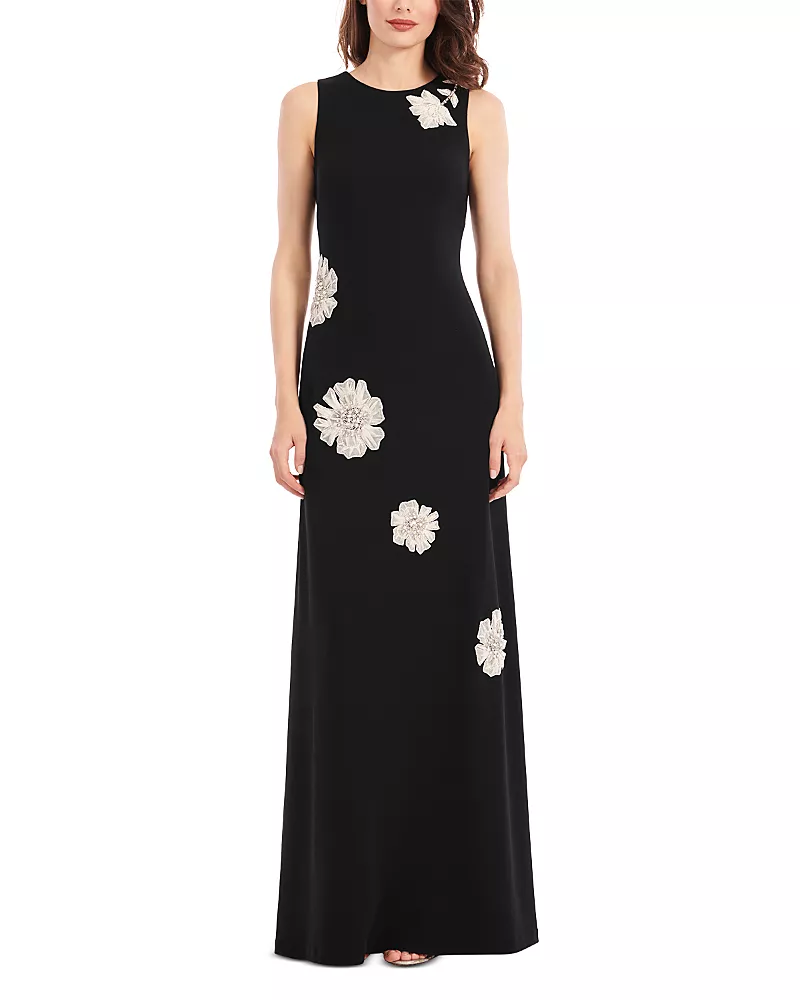 Emily Shalant Crepe Floral Gown