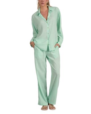 Collared Button Down Shirt Swim Cover-Up