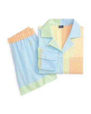 Mixed Seersucker Short Pajama Set