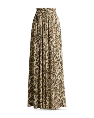 Silk Leopard Print Floor Length Skirt