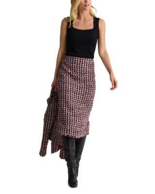 Houndstooth Tweed Pencil Skirt