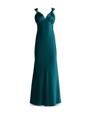 Liquid Satin Deep V Gown