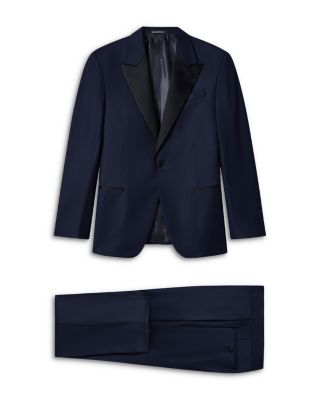 G Line Regular Fit Single Breasted Peak Lapel Tuxedo in Virgin Wool