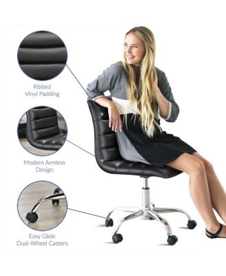  Ripple Armless Mid Back Vinyl Office Chair