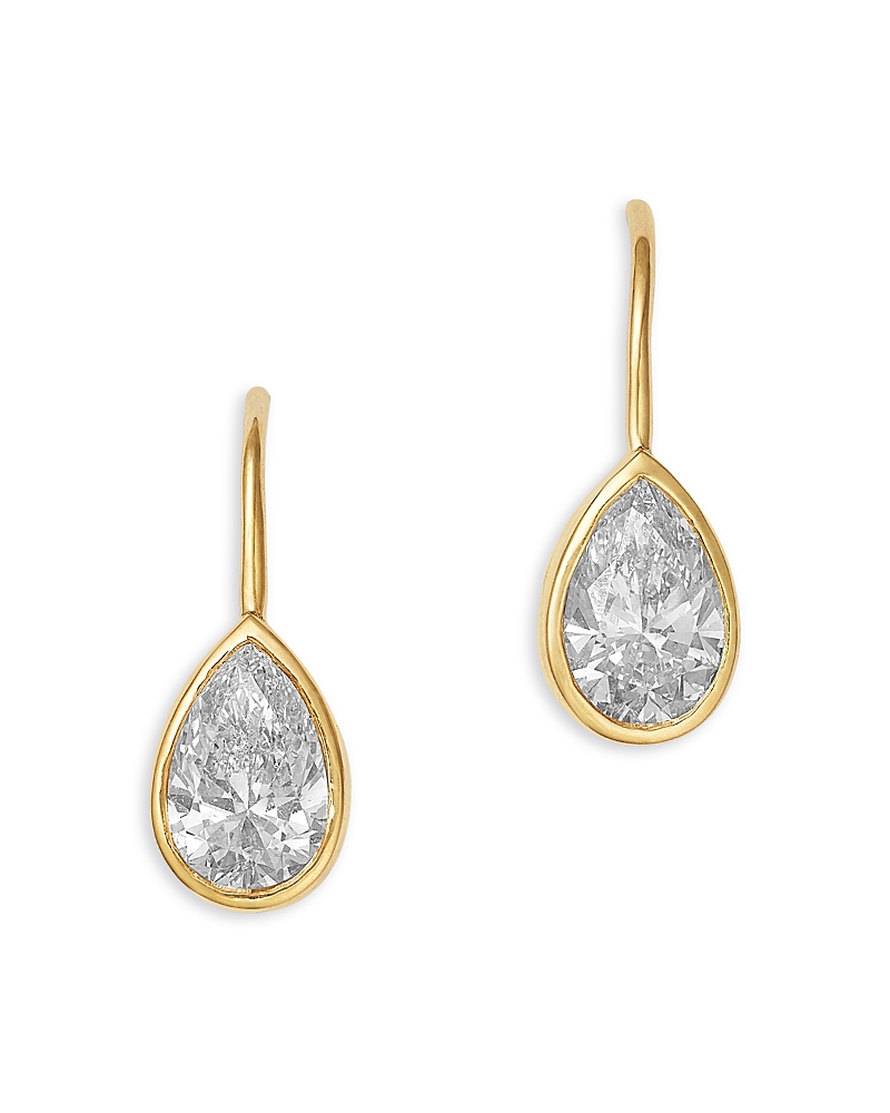Bloomingdale's Fine Collection Luxe Collection Certified Lab Grown Diamond Pear Bezel Drop Earrings, 2.0 tcw