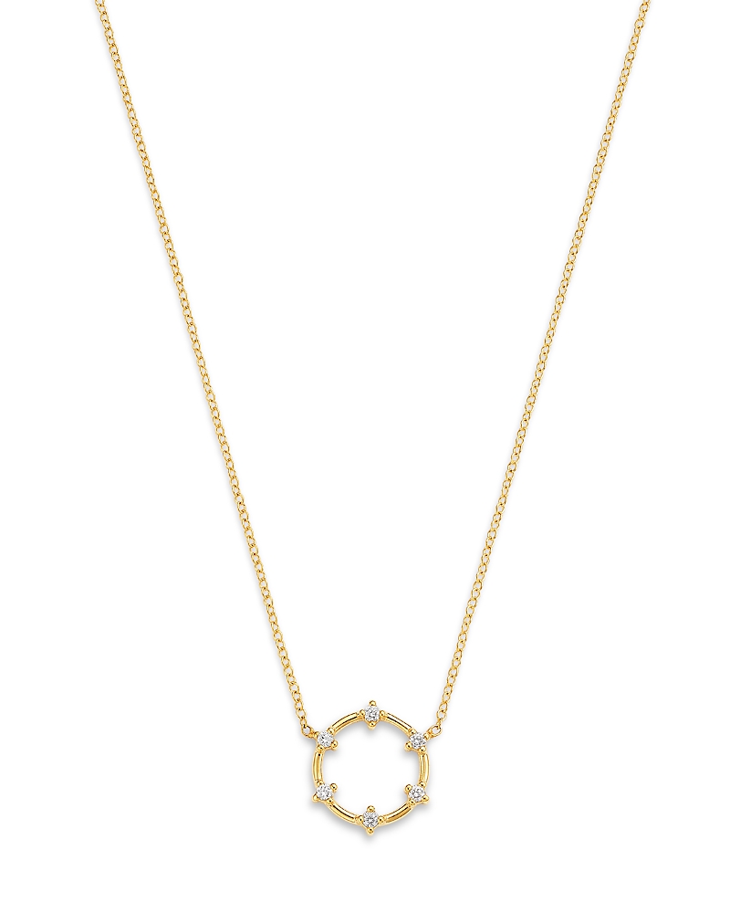 Zoe Chicco 14K Yellow Gold Prong Diamonds Circle Pendant Necklace, 14