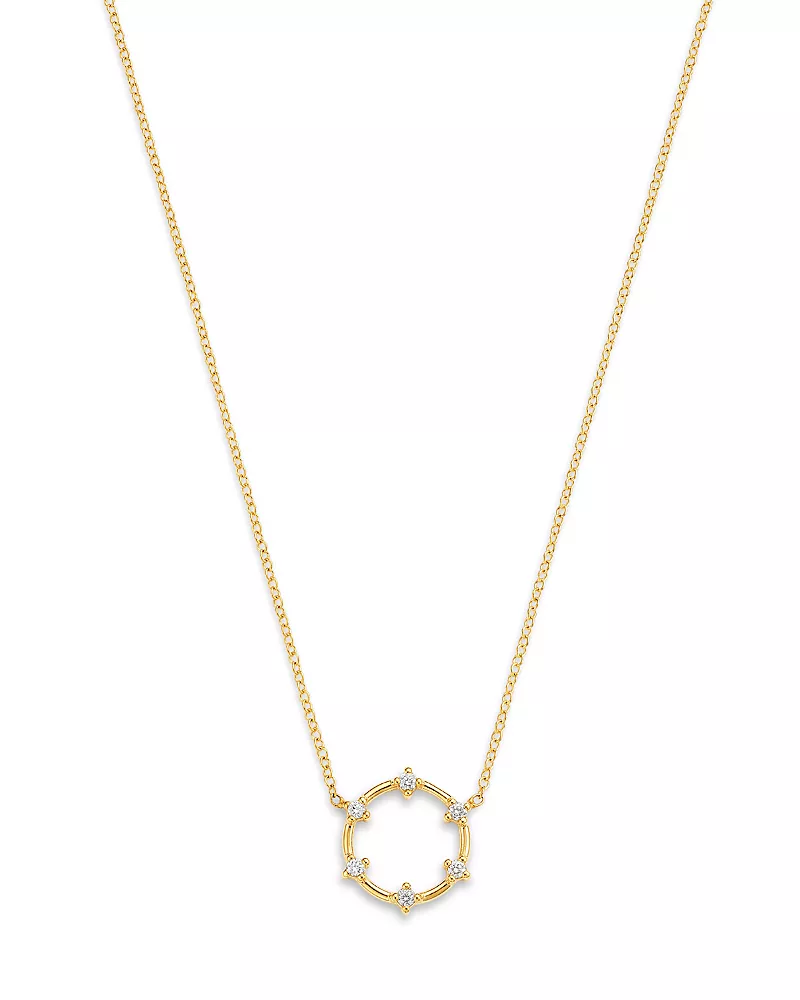 Zoe Chicco 14K Yellow Gold Prong Diamonds Circle Pendant Necklace, 14