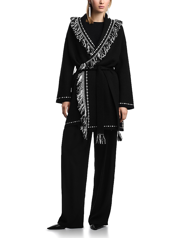 Emporio Armani Fringe Hem Tie Belt Cardigan