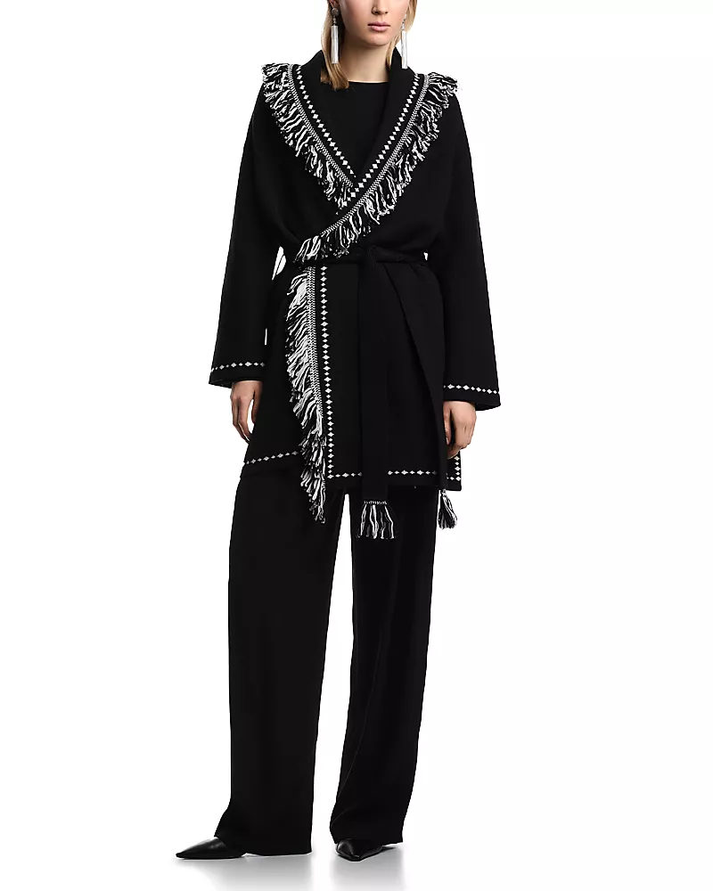 Emporio Armani Fringe Hem Tie Belt Cardigan