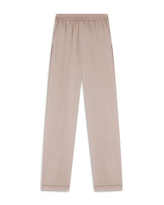 Crepe Twill Elasticized Waist Straight Pants