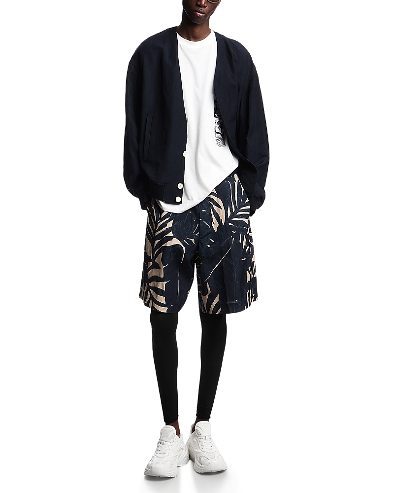Emporio Armani Bermuda Palm Leaf Linen Blend Shorts