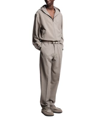 Blouson Seersucker Hooded Jacket